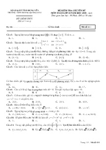 Đề kiểm tra Chuyên đề môn Toán Lớp 10 năm học 2018-2019 - Mã đề 001 - Trường THPT Dương Quảng Hàm (Có đáp án)