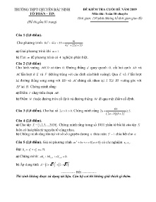 Đề kiểm tra cuối hè năm 2019 môn Toán 10 chuyên - Trường THPT Chuyên Bắc Ninh (Có đáp án)
