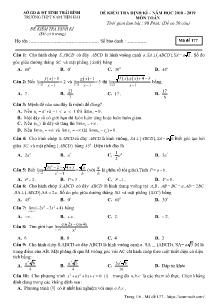 Đề kiểm tra định kì năm học 2018-2019 môn Toán - Mã đề 177 - Trường THPT Nam Tiền Hải (Có đáp án)