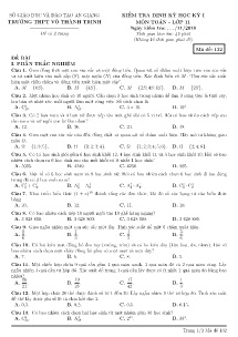 Đề kiểm tra định kỳ Học kỳ I môn Toán Lớp 11 - Mã đề 132 - Trường THPT Võ Thành Trinh (Có đáp án)
