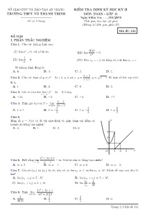 Đề kiểm tra định kỳ học kỳ II môn Toán Lớp 11 - Mã đề 132 - Trường THPT Võ Thành Trinh (Có đáp án)
