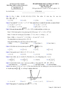 Đề kiểm tra định kỳ lần thứ 2 năm học 2018-2019 môn Toán Lớp 10 - Mã đề 101 - Trường THPT Lạng Giang Số 1