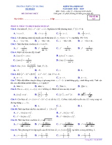 Đề kiểm tra định kỳ năm học 2018-2019 môn Toán Lớp 11 - Mã đề 167 - Trường THPT Cây Dương