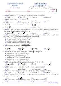 Đề kiểm tra định kỳ năm học 2018-2019 môn Toán Lớp 12 - Mã đề 234 - Trường THPT Cây Dương (Có đáp án)