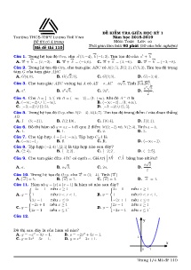 Đề kiểm tra giữa học kỳ 1 năm học 2018-2019 môn Toán Lớp 10 - Mã đề 110 - Trường THCS-THPT Lương Thế Vinh (Có đáp án)