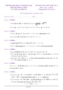 Đề kiểm tra giữa học kỳ I môn Toán Lớp 10 - Trường THCS & THPT Nguyễn Tất Thành