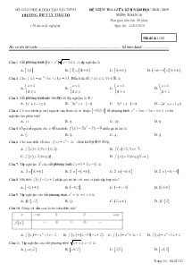 Đề kiểm tra giữa học kỳ II năm học 2018- 2019 môn Toán Lớp 10 - Trường THPT Lý Thái Tổ (Có đáp án)