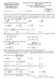Đề kiểm tra giữa học kỳ II năm học 2018- 2019 môn Toán Lớp 11 - Mã đề 132 - Trường THPT Lý Thái Tổ (Có đáp án)