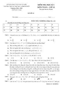 Đề kiểm tra học kì 1 môn Toán Lớp 10 - Mã đề 131 - Trường THCS&THPT M.V.Lômônôxốp (Có đáp án)