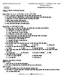 Đề kiểm tra học kì I năm học 2018-2019 môn Sinh Học 8 - Đề số 2 - Phòng GD&ĐT Gia Lâm