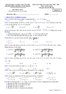 Đề kiểm tra học kì I năm học 2018-2019 môn Toán Lớp 10 - Mã đề 132 - Trường THPT Chuyên Lý Tự Trọng