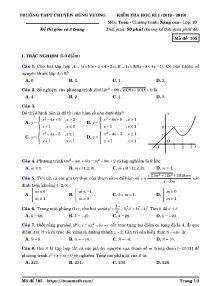 Đề kiểm tra học kì I năm học 2018-2019 môn Toán Lớp 10 - Mã đề 105 - Trường THPT Chuyên Hùng Vương (Có đáp án)