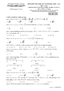 Đề kiểm tra học kì I năm học 2018-2019 môn Toán Lớp 10 - Mã đề 858 - Trường THPT Chuyên Bắc Giang