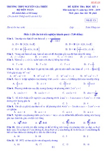 Đề kiểm tra học kì I năm học 2018-2019 môn Toán Lớp 11 - Mã đề 126 - Trường THPT Nguyễn Gia Thiều (Có đáp án)