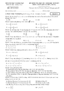 Đề kiểm tra học kì I năm học 2018-2019 môn Toán Lớp 11 - Mã đề 01 - Sở GD&ĐT Bà Rịa Vũng Tàu (Có đáp án)