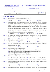 Đề kiểm tra học kì I năm học 2018-2019 môn Toán - Mã đề 128 - Trường THPT Chuyên Hưng Yên