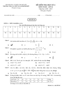 Đề kiểm tra học kì II năm học 2018-2019 môn Toán Lớp 10 - Mã đề 187 - Trường THCS và THPT M.V.LÔMÔNÔXỐP (Có đáp án)