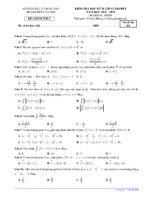 Đề kiểm tra học kỳ 2 Lớp 12 năm học 2018-2019 môn Toán - Mã đề 103 - Sở GD&ĐT Thành phố Cần Thơ (Có đáp án)