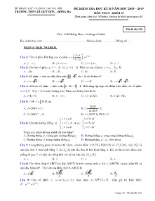 Đề kiểm tra học kỳ 2 năm học 2018-2019 môn Toán Khối 12 - Mã đề 135 - Trường THPT Lê Quý Đôn - Đống Đa