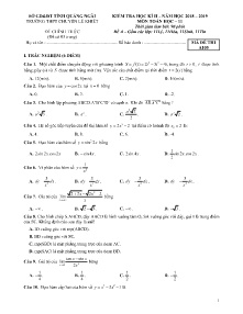 Đề kiểm tra học kỳ 2 năm học 2018-2019 môn Toán Lớp 11 - Mã đề A105 - Trường THPT Chuyên Lê Khiết