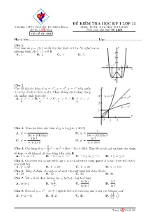Đề kiểm tra Học Kỳ I Lớp 12 môn Toán năm học 2018-2019 - Mã đề 001 - Trường THPT Nguyễn Thị Minh Khai