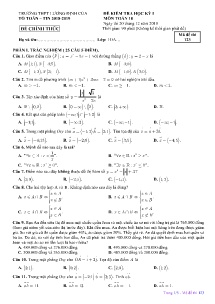 Đề kiểm tra học kỳ I môn Toán Lớp 10 - Mã đề 123 - TRường THPT Lương Định Của (Có đáp án)