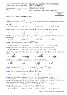 Đề kiểm tra học kỳ I năm học 2018-2019 môn Toán Khối 10 - Mã đề 132 - Trường THPT Chuyên Lê Quý Đôn (Có đáp án)