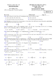 Đề kiểm tra Học Kỳ I năm học 2018-2019 môn Toán Khối 11 - Mã đề 570 - Trường THPT Chuyên Trần Hưng Đạo
