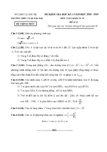 Đề kiểm tra học kỳ I năm học 2018-2019 môn Toán Khối 11 NC - Trường THPT TX Quảng Trị (Có đáp án)