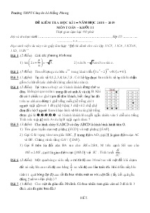 Đề kiểm tra Học Kỳ I năm học 2018-2019 môn Toán Khối 11 - Trường THPT Chuyên Lê Hồng Phong (Có đáp án)