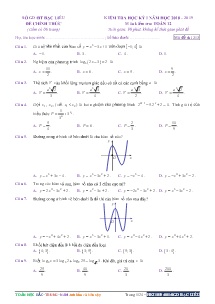 Đề kiểm tra Học Kỳ I năm học 2018-2019 môn Toán Khối 12 - Mã đề 213 - Sở GD&ĐT Bạc Liêu (Có đáp án)
