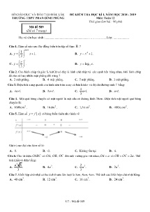 Đề kiểm tra học kỳ I năm học 2018-2019 môn Toán Khối 12 - Mã đề 589 - Trường THPT Phan Đình Phùng