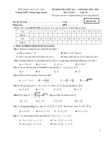 Đề kiểm tra học kỳ I năm học 2018-2019 môn Toán Lớp 10 - Mã đề 132 - Trường THPT Lương Ngọc Quyến (Có đáp án)