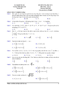 Đề kiểm tra Học Kỳ I năm học 2018-2019 môn Toán Lớp 11 - Mã đề 570 - Trường THPT Kim Liên (Có đáp án)