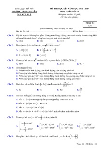 Đề kiểm tra Học Kỳ I năm học 2018-2019 môn Toán Lớp 11 - Mã đề 134 - Trường THPT Chuyên Nguyễn Huệ (Có đáp án)