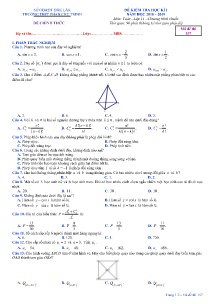 Đề kiểm tra Học Kỳ I năm học 2018-2019 môn Toán Lớp 11 - Mã đề 157 - Trường THPT Phan Chu Trinh (Có đáp án)