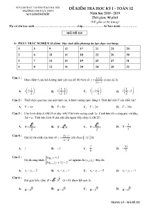 Đề kiểm tra Học Kỳ I năm học 2018-2019 môn Toán Lớp 12 - Mã đề 325 - Trường THCS và THPT M.V.LÔMÔNÔXỐP (Có đáp án)
