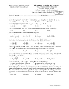 Đề kiểm tra Học Kỳ I năm học 2018-2019 môn Toán Lớp 12 - Mã đề 201 - Trường THPT Chu Văn An