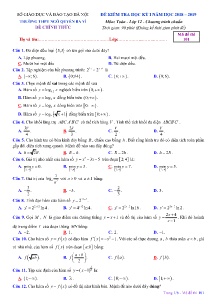 Đề kiểm tra học kỳ I năm học 2018-2019 môn Toán Lớp 12 - Mã đề 101 - Trường THPT Ngô Quyền Ba Vì (Có đáp án)