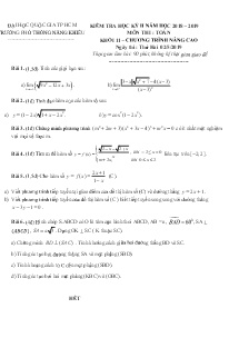 Đề kiểm tra Học Kỳ II năm học 2018-2019 môn Toán Khối 11 Chương trình nâng cao - Trường Phổ Thông Năng Khiếu Đại Học Quốc Gia TPHCM (Có đáp án)