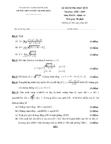 Đề kiểm tra Học Kỳ II năm học 2018-2019 môn Toán Khối 11 - Trường THPT Nguyễn Thị Minh Khai (Có đáp án)
