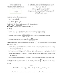 Đề kiểm tra học kỳ II năm học 2018-2019 môn Toán Lớp 10 - Đề số 2 - Trường THPT Chu Văn An