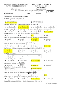 Đề kiểm tra Học Kỳ II năm học 2018-2019 môn Toán Lớp 10 - Mã đề 246 - Trường THPT Lê Hồng Phong (Có đáp án)