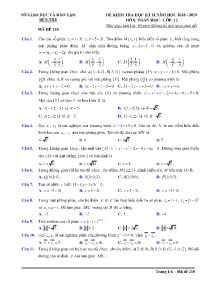 Đề kiểm tra Học Kỳ II năm học 2018-2019 môn Toán Lớp 12 - Mã đề 210 - Sở GD&ĐT Bến Tre (Có đáp án)