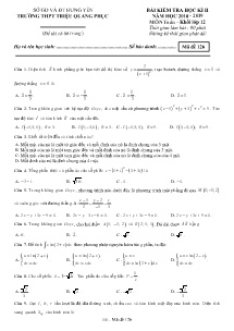 Đề kiểm tra Học Kỳ II năm học 2018-2019 môn Toán Lớp 12 - Mã đề 126 - Trường THPT Triệu Quang Phục (Có đáp án)
