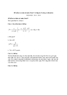 Đề kiểm tra khảo sát môn Toán Lớp 9 năm học 2018-2019 - Trường Archimedes (Có đáp án)