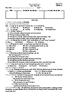 Đề kiểm tra môn Ngữ Văn Lớp 7