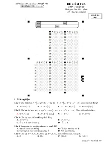 Đề kiểm tra môn Toán Lớp 10 - Mã đề 109 - Trường THPT Tự Lập