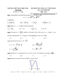 Đề kiểm tra năng lực THPT Quốc Gia năm học 2018-2019 môn Toán - Trường THPT Phan Bội Châu (Có đáp án)