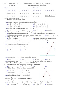 Đề kiểm tra số 1 HKI năm học 2018-2019 môn Đại số Lớp 10 - Mã đề 153 - Trường THPT Lê Quý Đôn (Có đáp án)